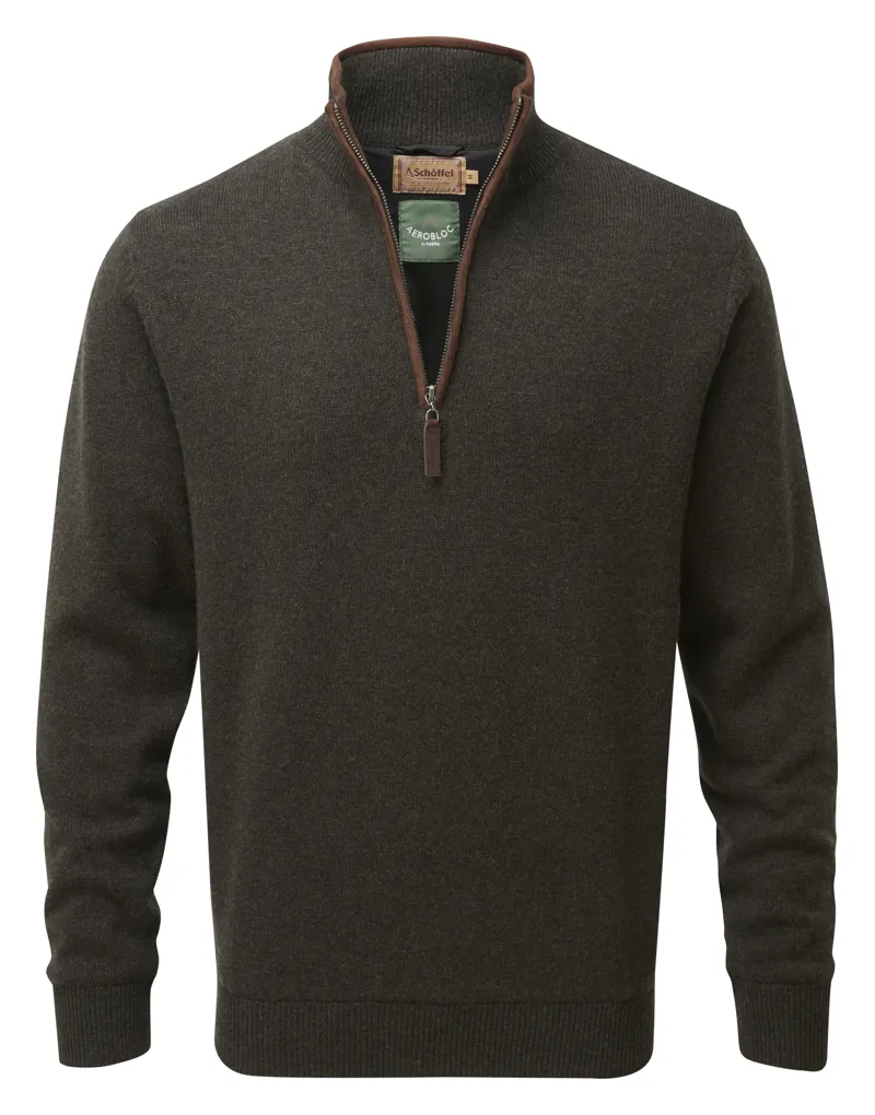 Schoffel Lambswool Aerobloc 1/4 Zip Jumper Loden